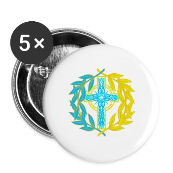 Kreuz Kreuze Kruzifix - Buttons groß 56 mm (5er Pack) - Weiß - Vorne