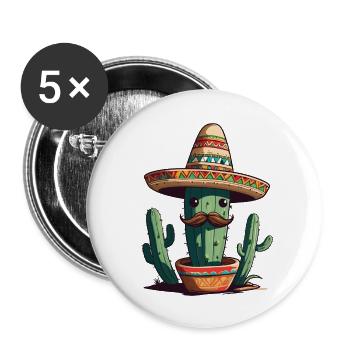 Cactus Fiesta Vacances Mexicaines Drôle - Lot de 5 grands badges (56 mm) - blanc - Devant