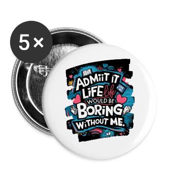 Life Story Book and Heart Art - Buttons large 2.2''/56 mm (5-pack) - white - Front