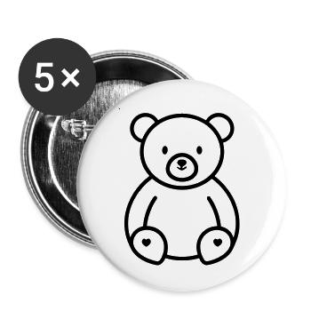Teddy Bear - Buttons large 2.2''/56 mm (5-pack) - white - Front