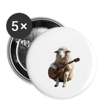 mouton brebie guitare - Lot de 5 grands badges (56 mm) - blanc - Devant