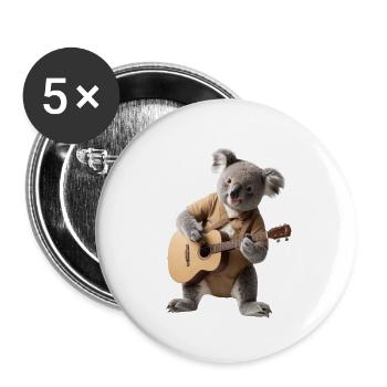 Koala Gitarre - Buttons groß 56 mm (5er Pack) - Weiß - Vorne