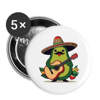 Avocado Mexican Mariachi Guitar Player - Buttons large 2.2''/56 mm (5-pack) - white - Front