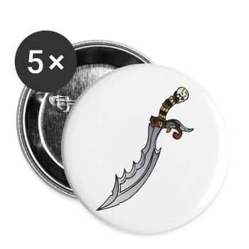 couteau dague poignard 90 W - Lot de 5 grands badges (56 mm) - blanc - Devant