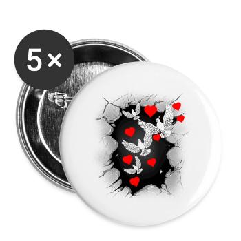 Colombe de la Paix Cœur Paix Paix Mondiale Paix - Lot de 5 grands badges (56 mm) - blanc - Devant