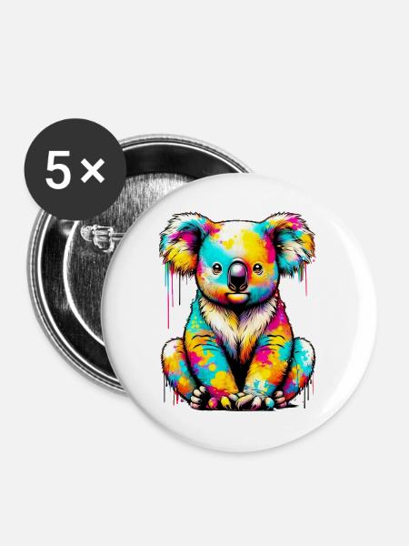 Koala - Buttons groß 56 mm (5er Pack) - Weiß