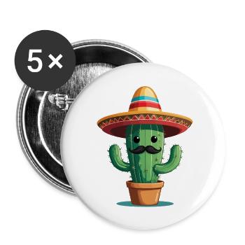 Cactus Fiesta Cactus Avec Sombrero Drôle - Lot de 5 grands badges (56 mm) - blanc - Devant