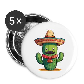 Cactus Fiesta Drôle De Vacances Mexicaines - Lot de 5 grands badges (56 mm) - blanc - Devant