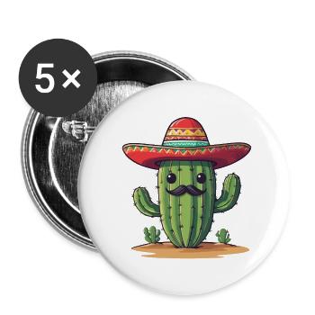 Cactus Fiesta Vacances Mexicaines Drôle - Lot de 5 grands badges (56 mm) - blanc - Devant
