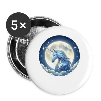 Fantaisie Licorne Chevaux Fans Licorne Amoureux - Lot de 5 grands badges (56 mm) - blanc - Devant
