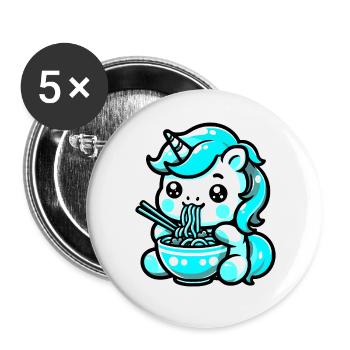 Japanese Kawaii Unicorn Ramen Asian Cuisine - Buttons large 2.2''/56 mm (5-pack) - white - Front