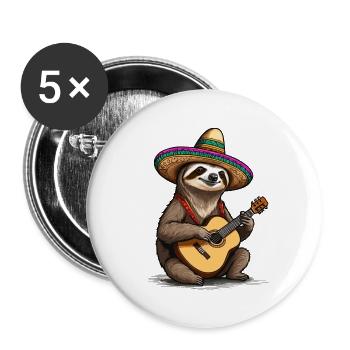 Paresseux Mariachi Mexique Fiesta Musique Plaisir - Lot de 5 grands badges (56 mm) - blanc - Devant