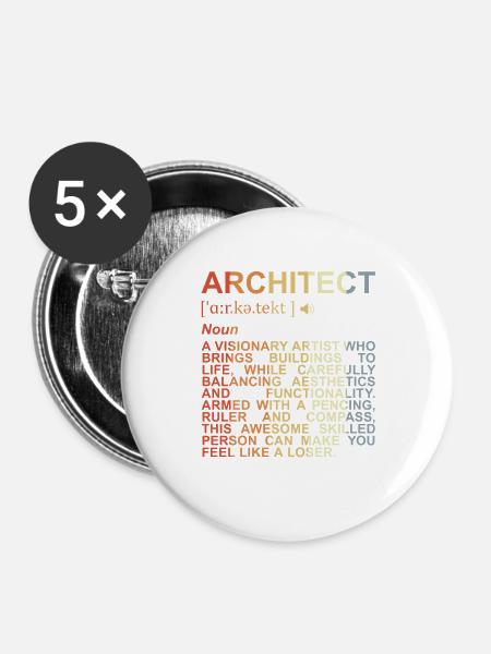 Architekt Begriffserklärung - Buttons groß 56 mm (5er Pack) - Weiß