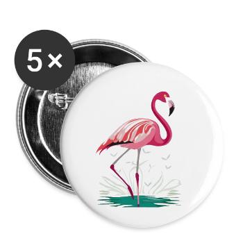 Flamingo - Buttons groß 56 mm (5er Pack) - Weiß - Vorne