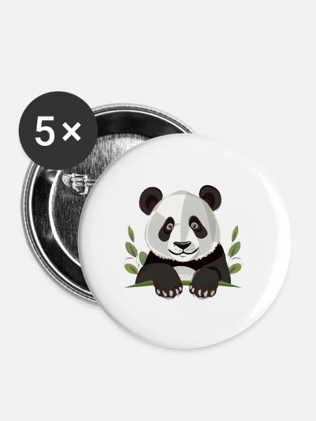 Großer Panda - Buttons groß 56 mm (5er Pack) - Weiß