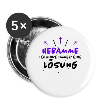 Hebamme Spruch Beruf Lustiges Hebammen Geschenk - Buttons groß 56 mm (5er Pack) - Weiß - Vorne