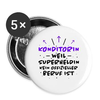 Konditorin Spruch Backen Witz Konditorin Geschenk - Buttons groß 56 mm (5er Pack) - Weiß - Vorne