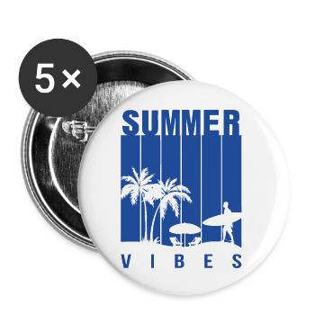 Sommer Illustration Sommer Blumenkunst Blume Meer - Buttons groß 56 mm (5er Pack) - Weiß - Vorne