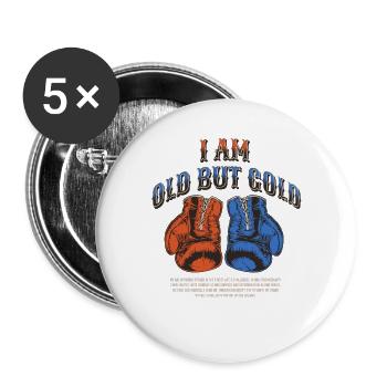 I'm Old but Gold Boxing with Boxing Gloves - Buttons large 2.2''/56 mm (5-pack) - white - Front