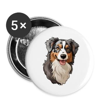 Australian Shephard - Buttons large 2.2''/56 mm (5-pack) - white - Front