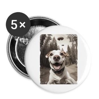 Dogs Selfie With Alien Spaceship - Buttons large 2.2''/56 mm (5-pack) - white - Front