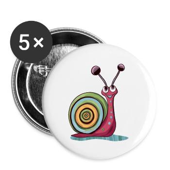 Escargot mignon - Lot de 5 grands badges (56 mm) - blanc - Devant