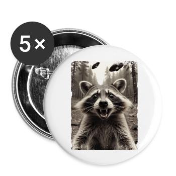 Funny Raccoon Selfie Alien Spaceship - Buttons large 2.2''/56 mm (5-pack) - white - Front
