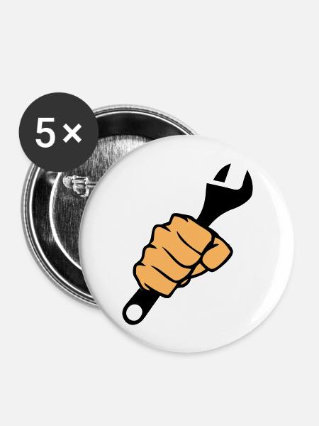 faust schraubenschlüssel - Buttons groß 56 mm (5er Pack) - Weiß