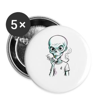 Alien drôle disant Alien humoristique - Lot de 5 grands badges (56 mm) - blanc - Devant