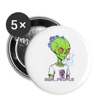 Drôle d’extraterrestre disant la fumée de cigarette - Lot de 5 grands badges (56 mm) - blanc - Devant