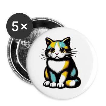 Cat - Buttons large 2.2''/56 mm (5-pack) - white - Front