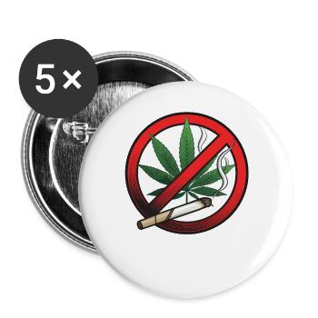 Cannabis Marihuana Verbotsschild - Buttons groß 56 mm (5er Pack) - Weiß - Vorne