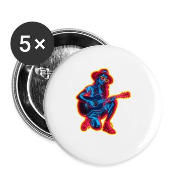 Retro Guitarist - Buttons large 2.2''/56 mm (5-pack) - white - Front