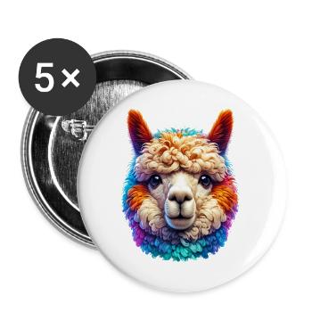 Alpaka - Buttons groß 56 mm (5er Pack) - Weiß - Vorne