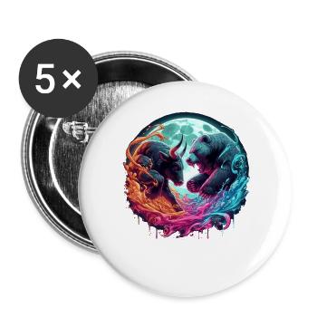 Bull vs Bear Stock Market Stocks - Buttons large 2.2''/56 mm (5-pack) - white - Front