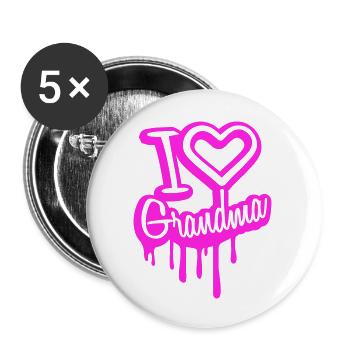 I Love Grandma Oma Liebe Graffiti Großmutter - Buttons groß 56 mm (5er Pack) - Weiß - Vorne