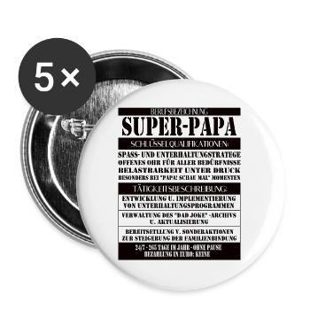 Super Dad – Job Description with Humor - Buttons large 2.2''/56 mm (5-pack) - white - Front