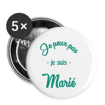 JE PEUX PAS. MARIE - Lot de 5 grands badges (56 mm) - blanc - Devant