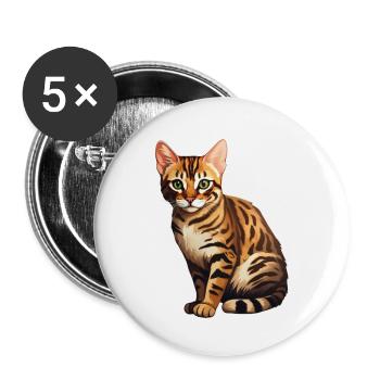 Bengalische Katze - Buttons groß 56 mm (5er Pack) - Weiß - Vorne