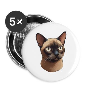 Tête de chat birman - Lot de 5 grands badges (56 mm) - blanc - Devant