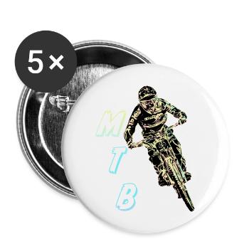 MTB-Abfahrt - Buttons groß 56 mm (5er Pack) - Weiß - Vorne