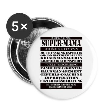 Super Mama – Multitasking without a break - Buttons large 2.2''/56 mm (5-pack) - white - Front