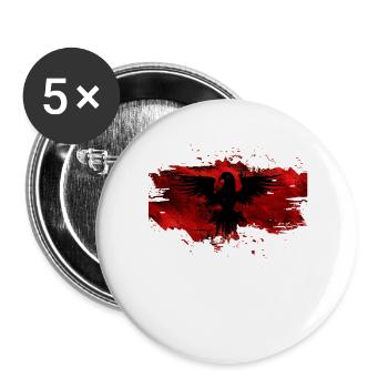 Adlerkraft im RotSchwarz für Albaner - Buttons groß 56 mm (5er Pack) - Weiß - Vorne