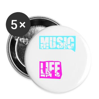 Music Is My Life Musik Ist Mein Leben Liebe Spruch - Buttons large 2.2''/56 mm (5-pack) - white - Front