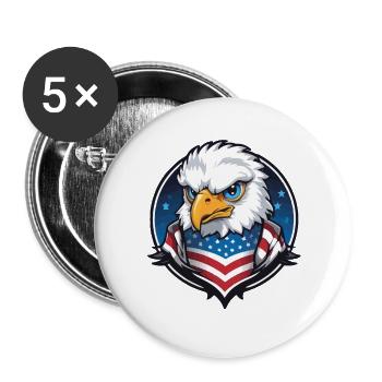 USA Flieger Adler im Kreis - Buttons groß 56 mm (5er Pack) - Weiß - Vorne