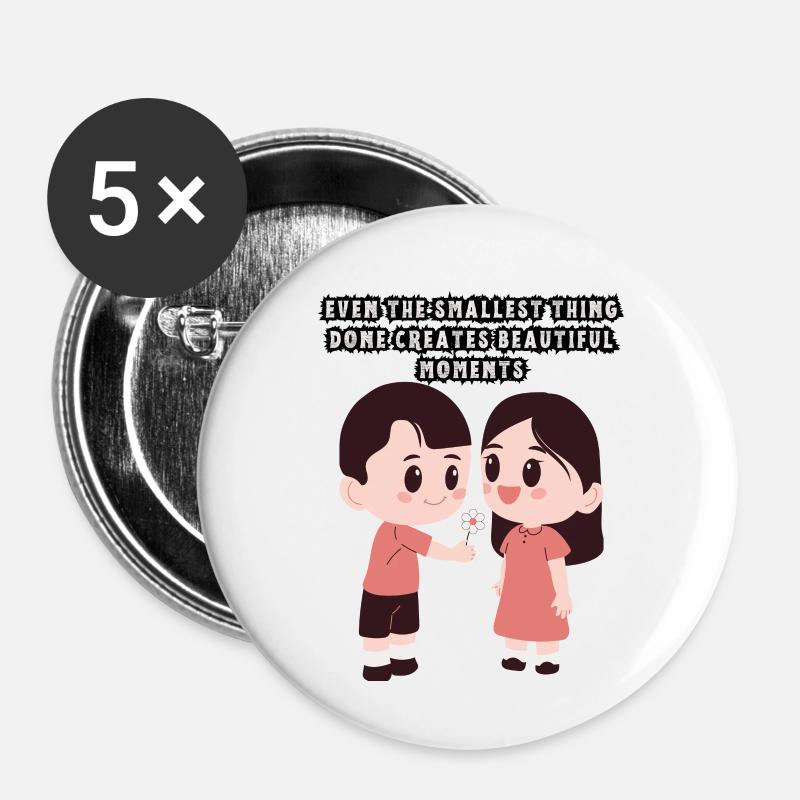 Couple Love - Buttons large 2.2''/56 mm (5-pack) - white