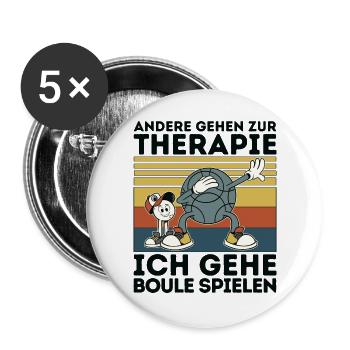 Others go to therapy boules petanque balls - Buttons large 2.2''/56 mm (5-pack) - white - Front