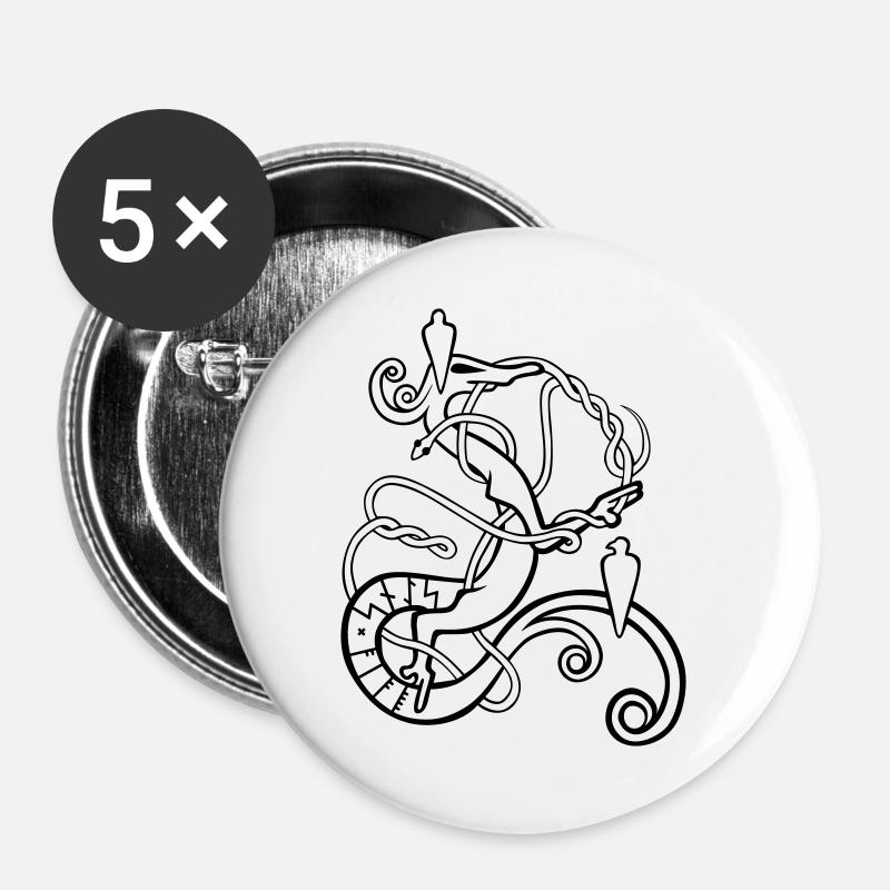 Norse Serpents - Buttons large 2.2''/56 mm (5-pack) - white
