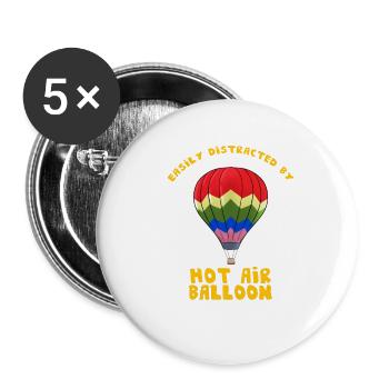 Heißluftballon Ballonfahrt Himmel I Geschenk - Buttons groß 56 mm (5er Pack) - Weiß - Vorne