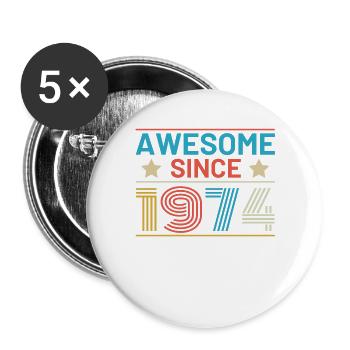 Geburtstag Awesome Seit 1974 Retro - Buttons groß 56 mm (5er Pack) - Weiß - Vorne